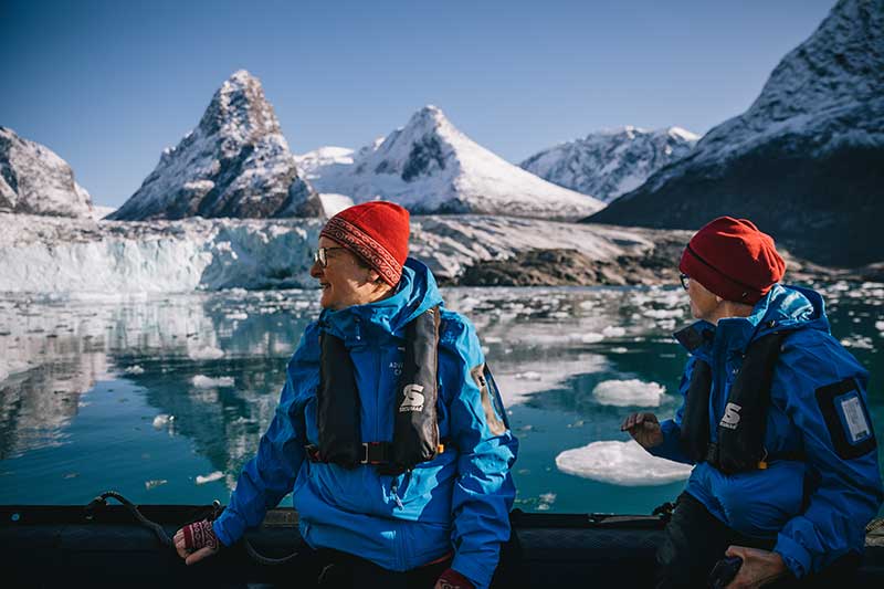 Addventure Canada - Women in a boat in middle of ice on a lake